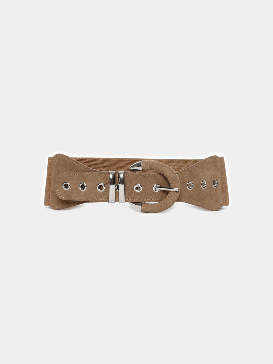 Ceinture élastique large effet suédine beige face
