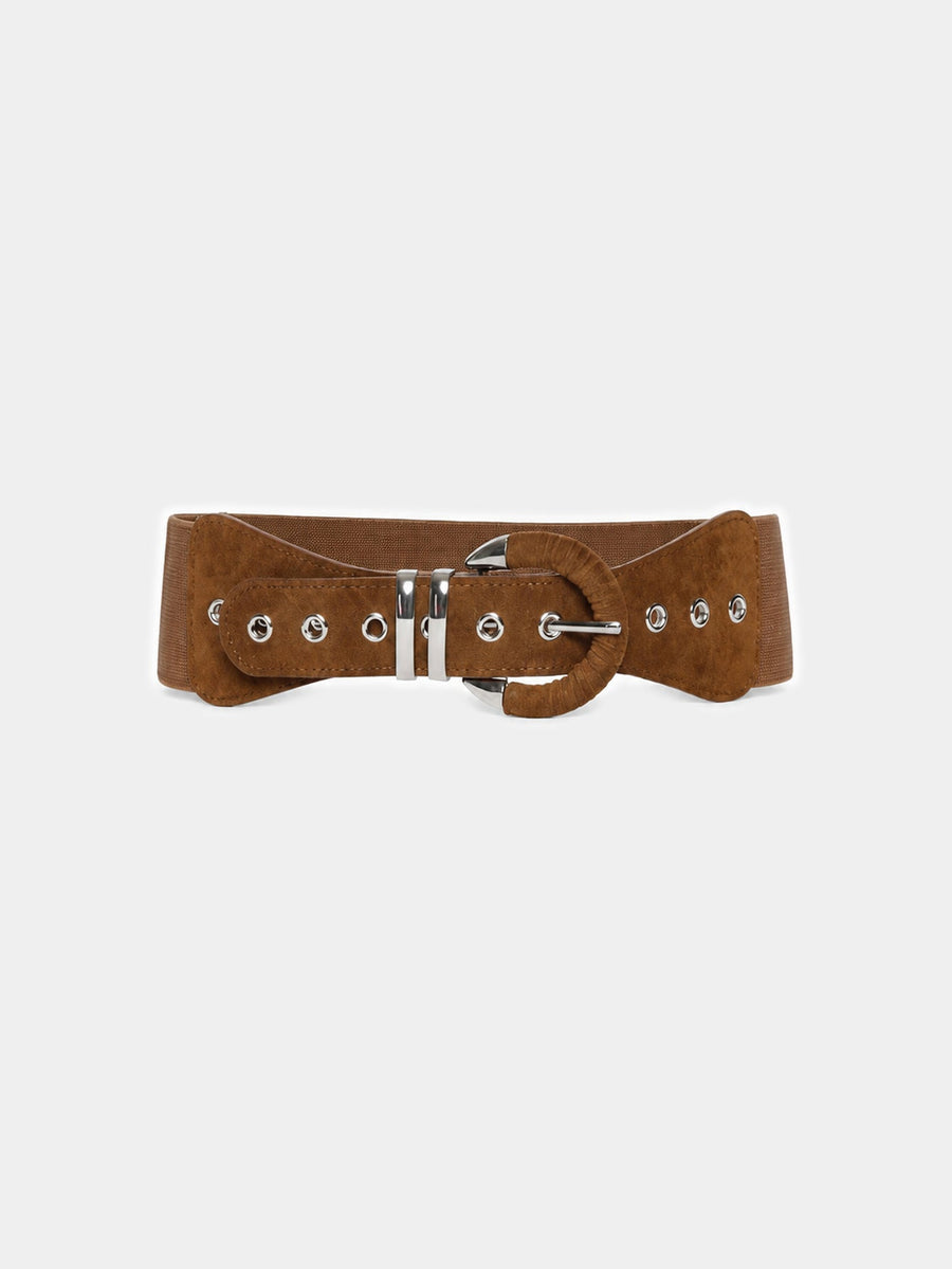 Ceinture élastique large effet suédine camel face