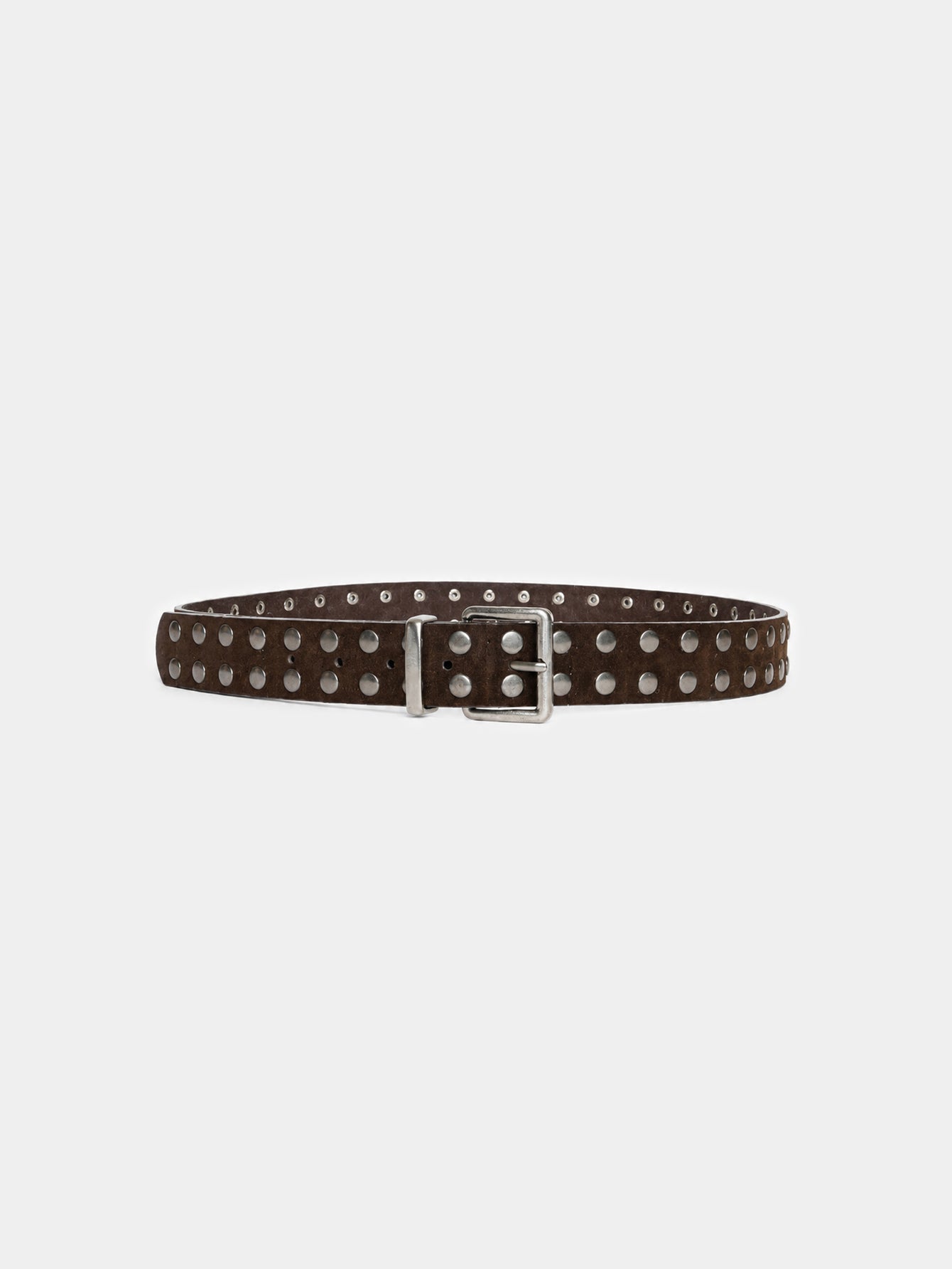 Ceinture cloutée aspect daim marron