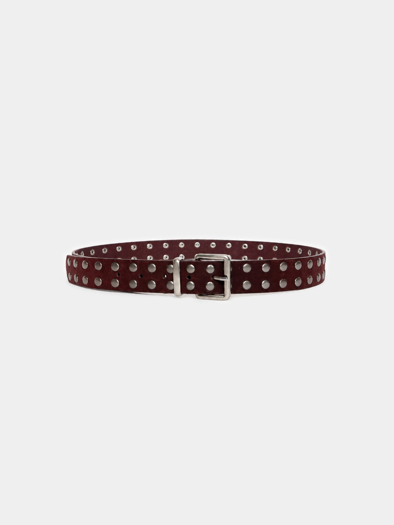 Ceinture cloutée aspect daim bordeaux