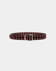 Ceinture cloutée aspect daim bordeaux