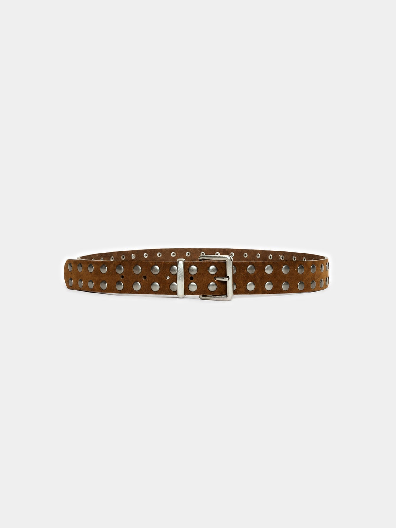 Ceinture cloutée aspect daim camel