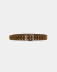 Ceinture cloutée aspect daim camel