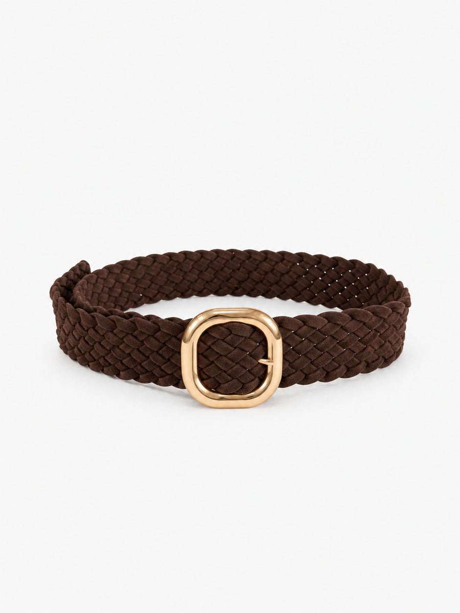 Ceinture tressée à boucle marron vue 1