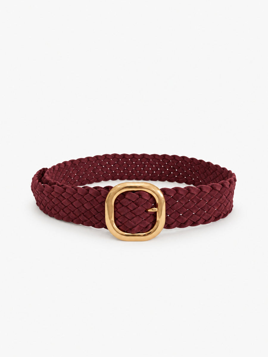 Ceinture tressée à boucle bordeaux vue 3