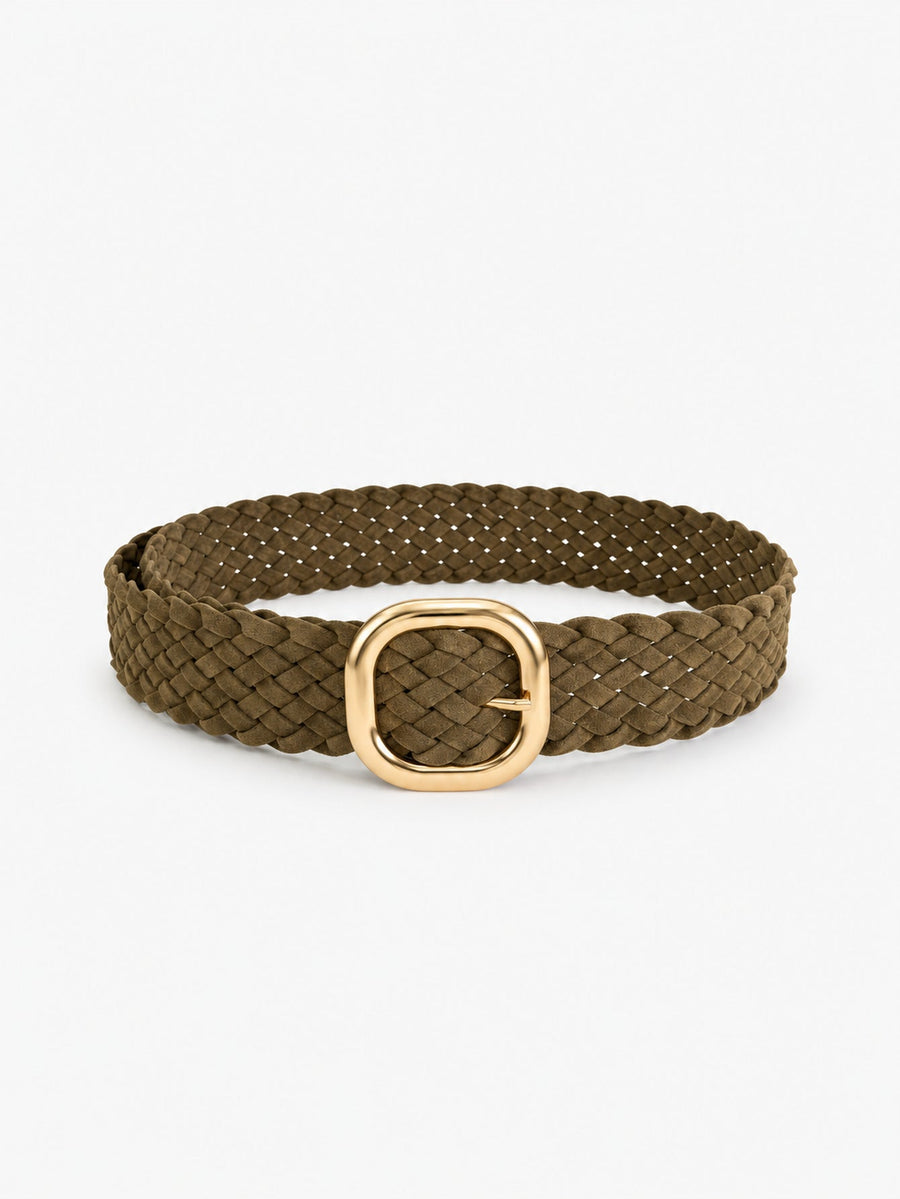 Ceinture tressée à boucle verte vue 4