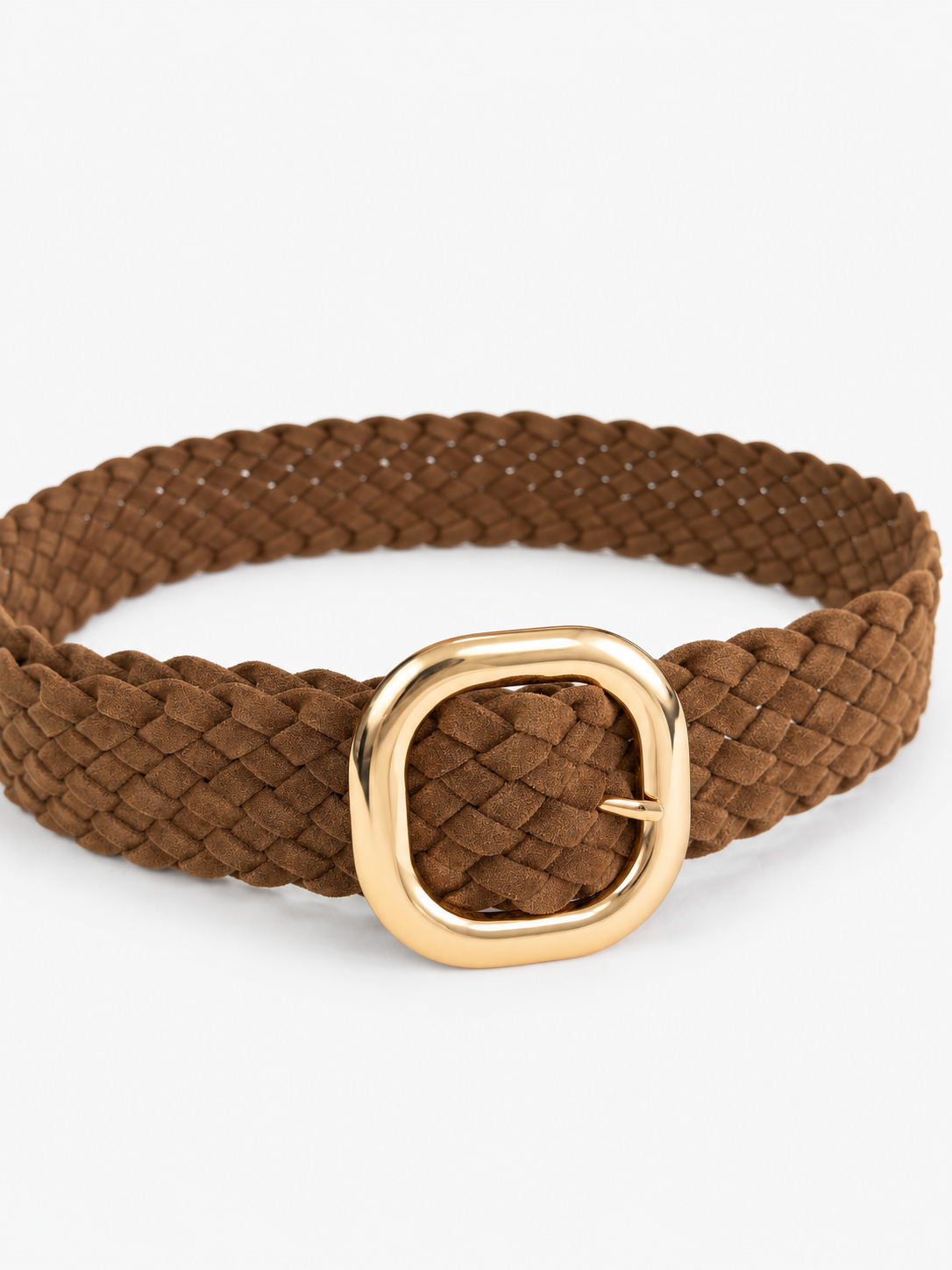 Détail boucle et tressage de la ceinture kaki vue 7