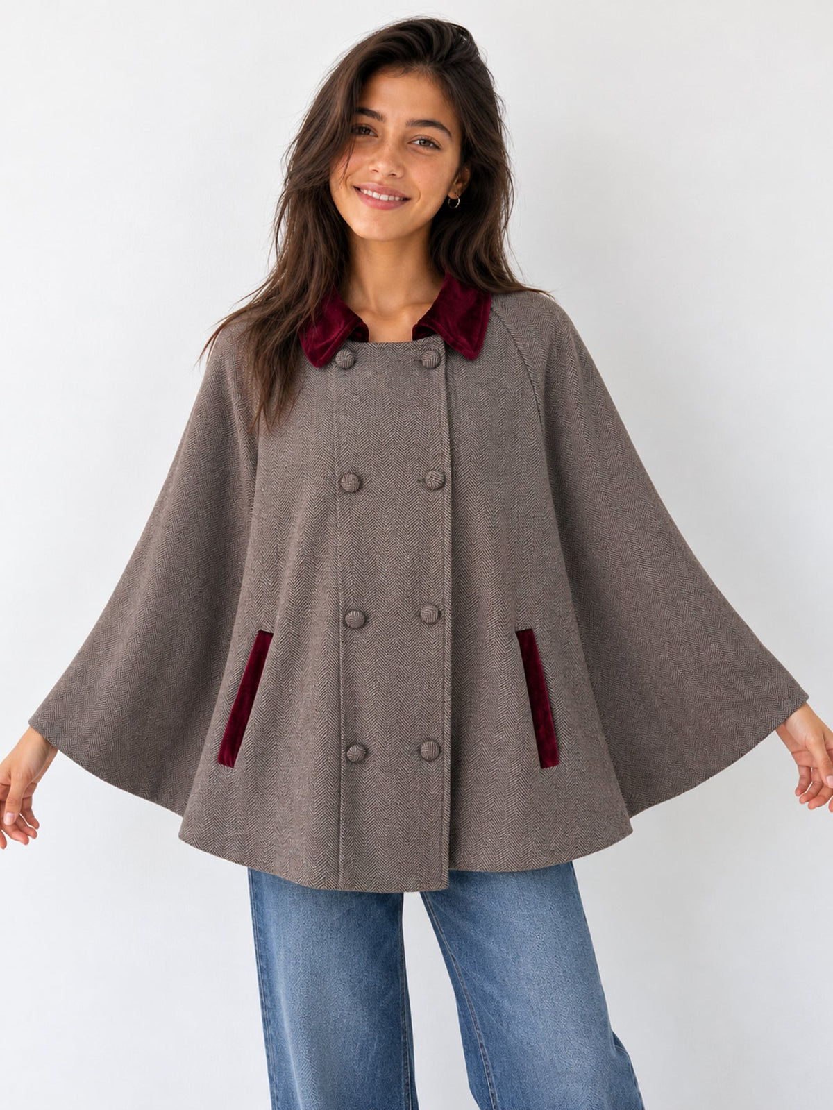 Gros plan du tissu à chevrons taupe