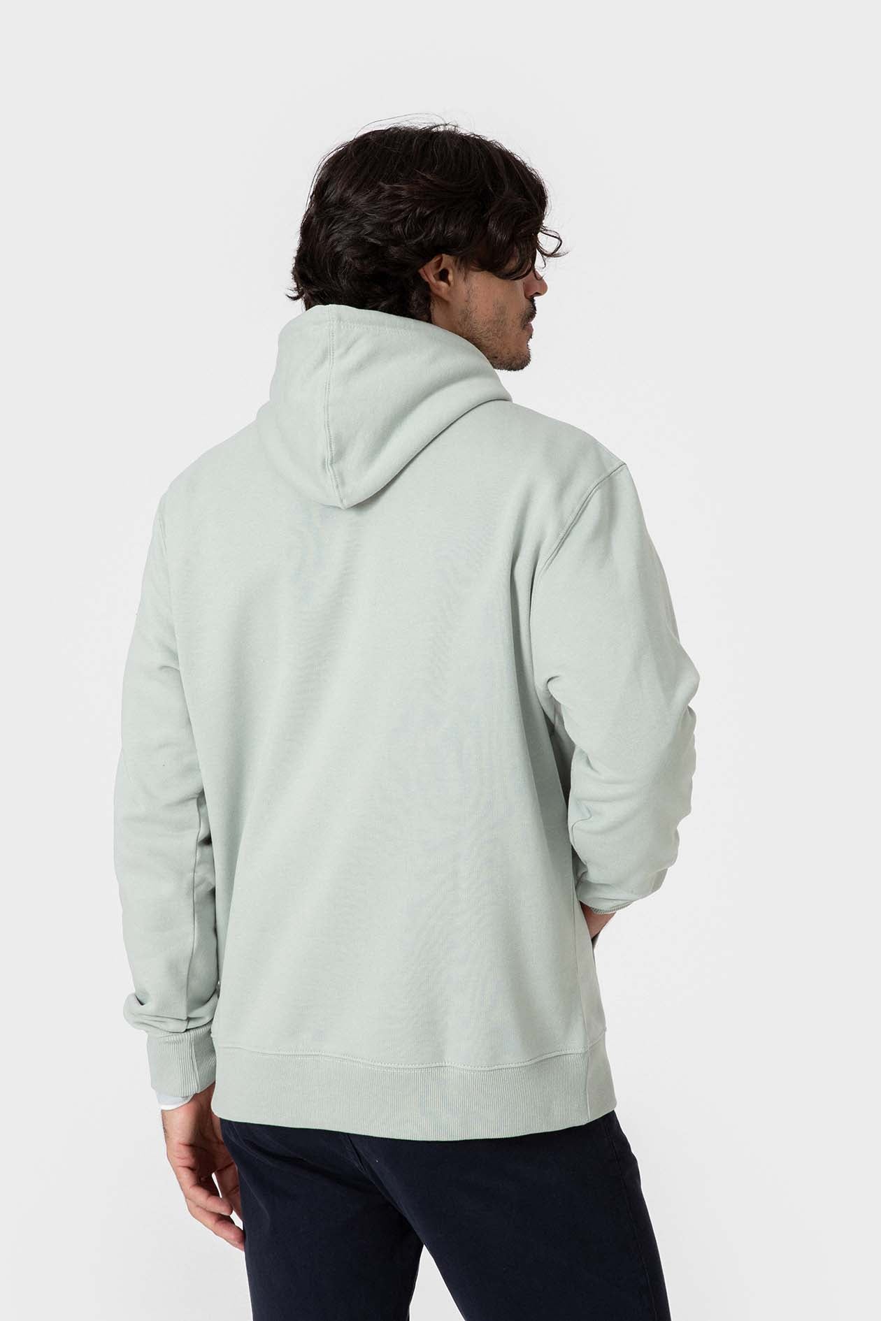 Dos du sweat à capuche vert pâle