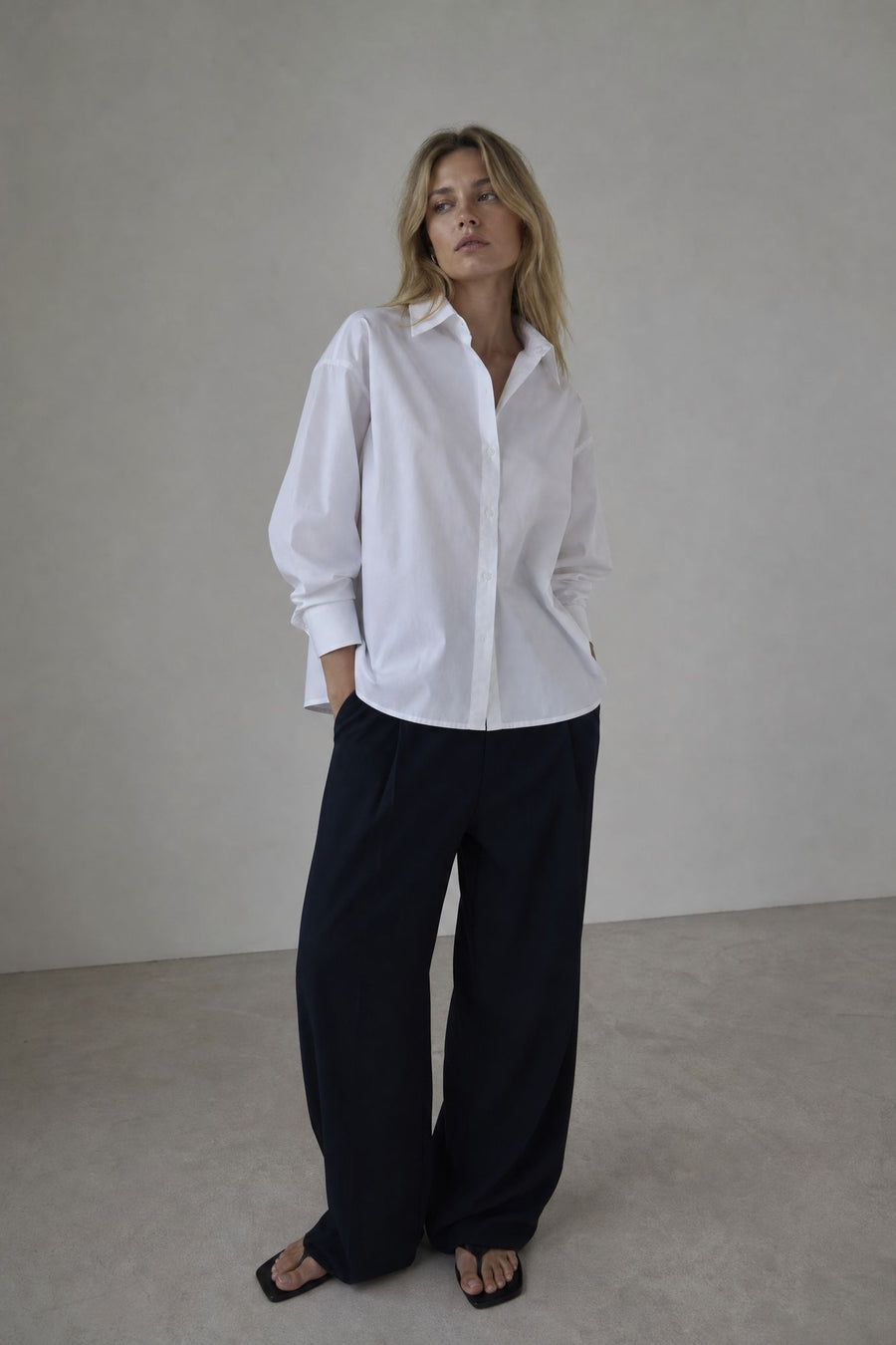 Chemise blanche en popeline manches bouffantes