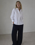 Chemise blanche en popeline manches bouffantes