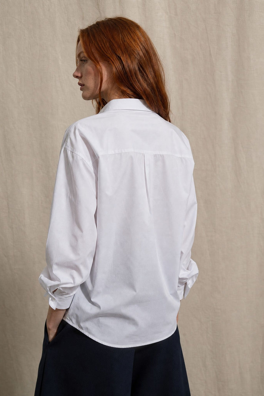 Chemise blanche en popeline manches bouffantes
