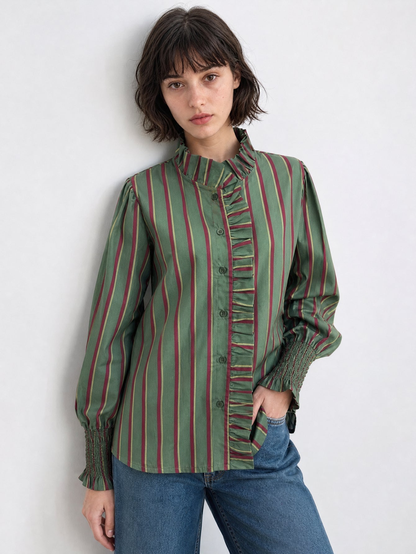 chemise coton rayures pour femme vue 02