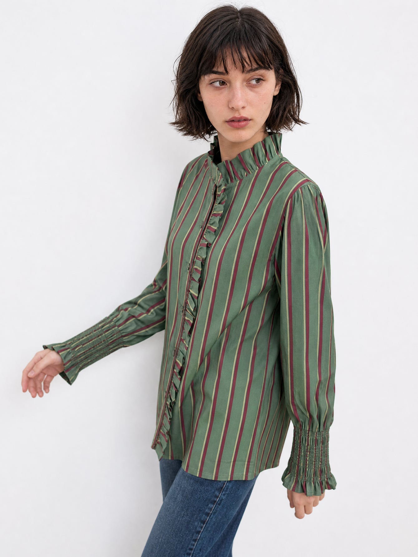 chemise coton rayures pour femme vue 03