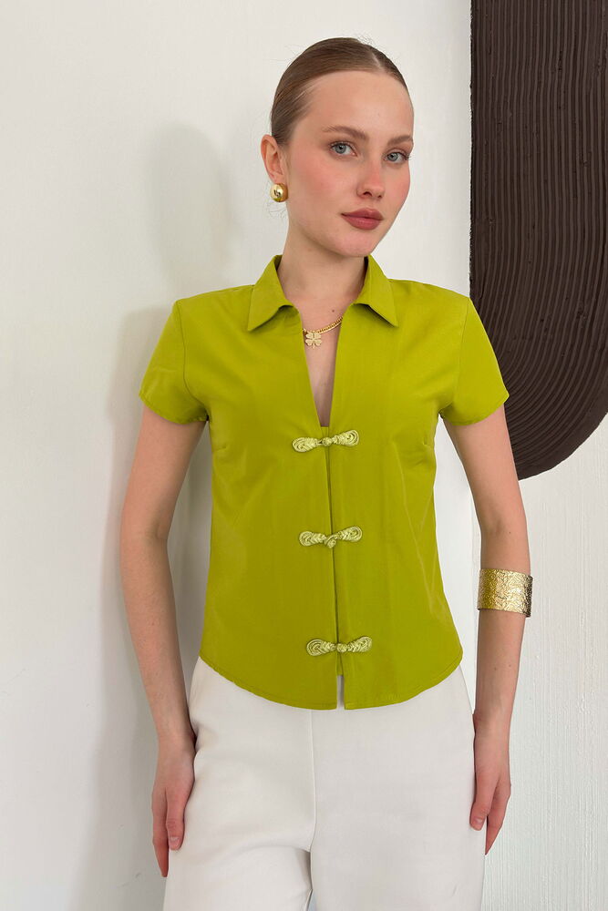 top13863 chemise verte decontractee elegante avec encolure echancree image 1