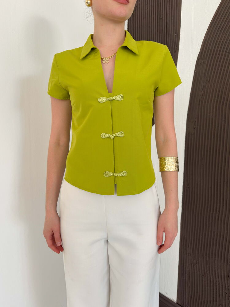 top13863 chemise verte decontractee elegante avec encolure echancree image 4