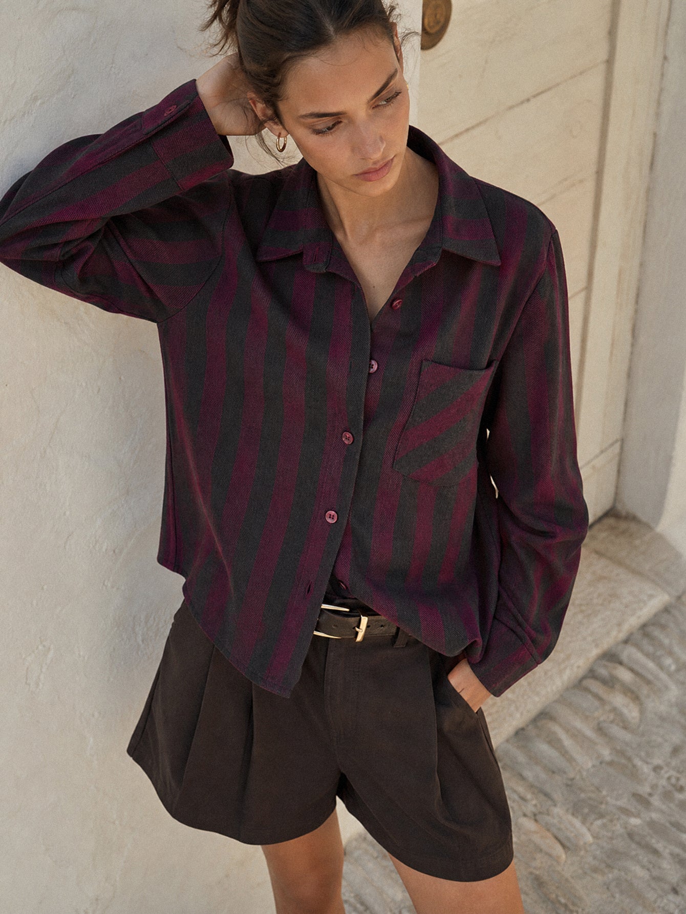 chemise coton rayures mélange vue 01