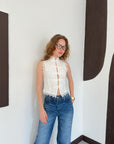 top13808 chemise ethnique blanche slim fit crop image 2