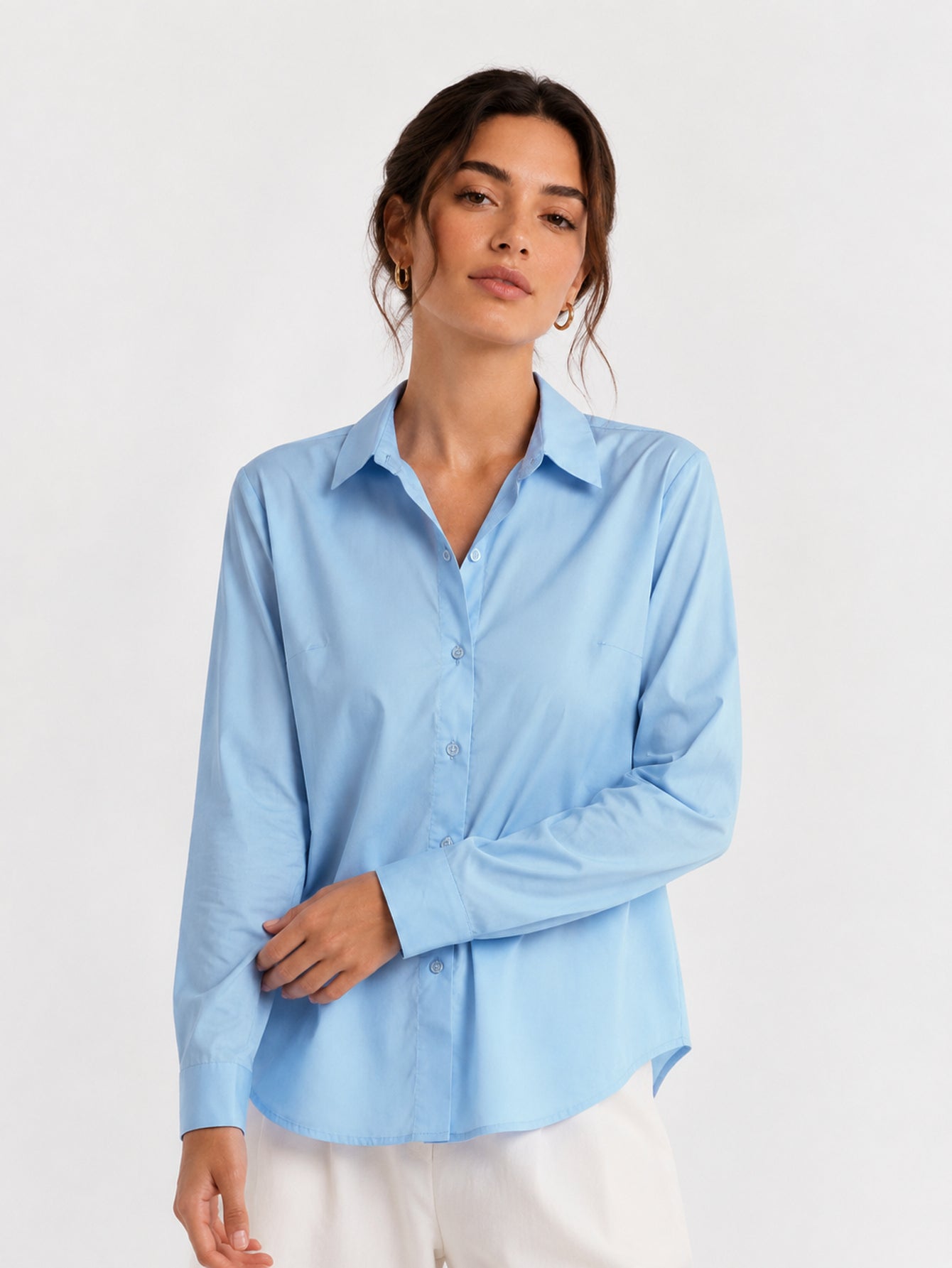 chemise bleu ciel coupe droite