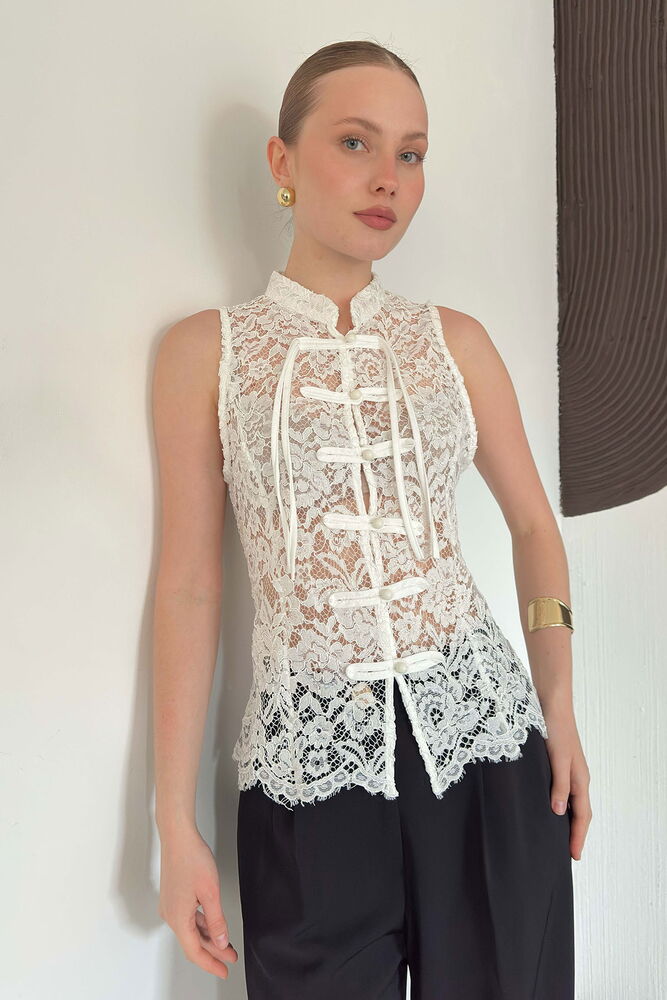 top13866 chemise blanche elegante ajustee sans manches image 1