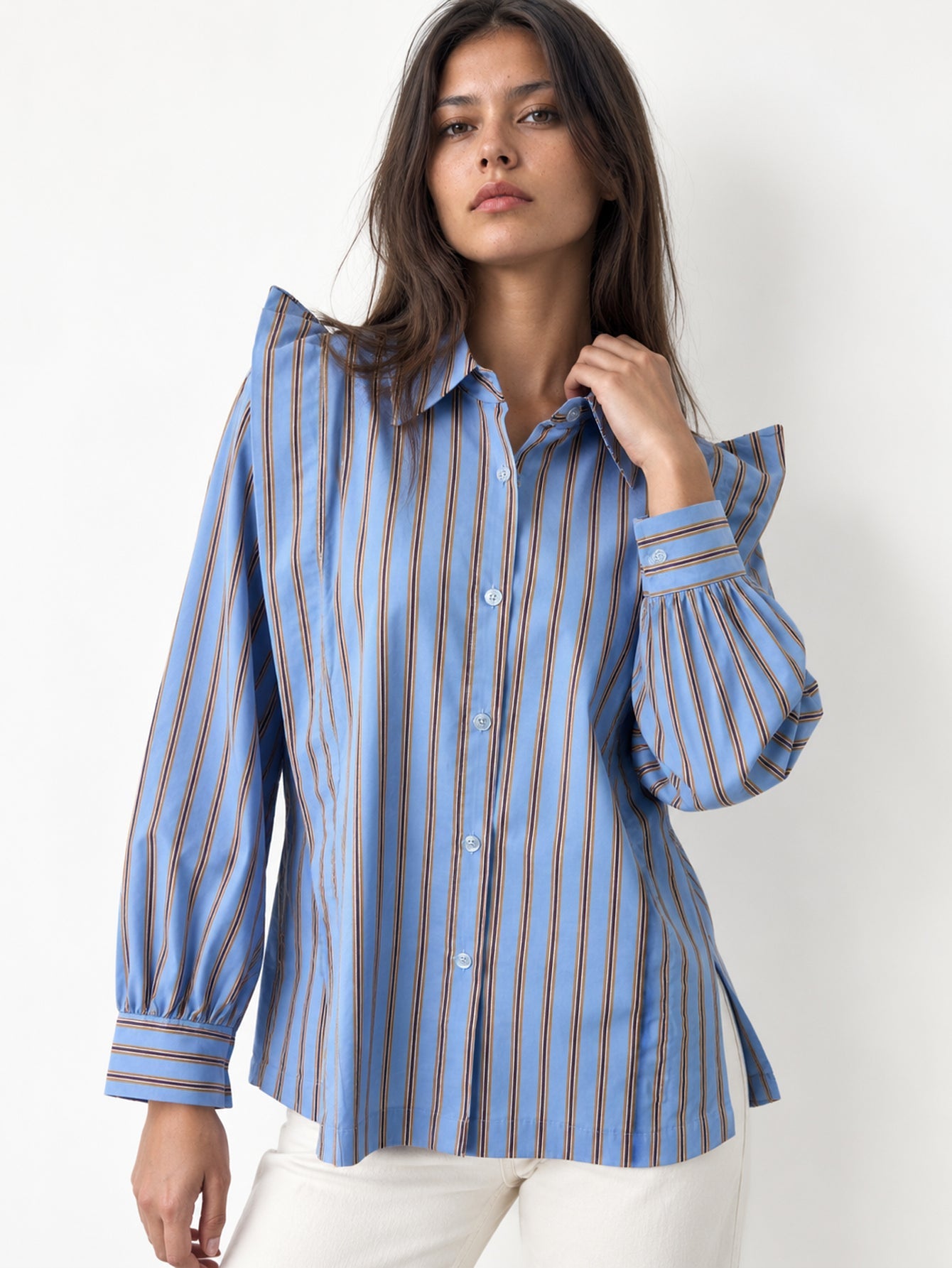 Chemise oversize rayée bleue