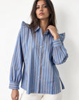 Chemise oversize rayée bleue