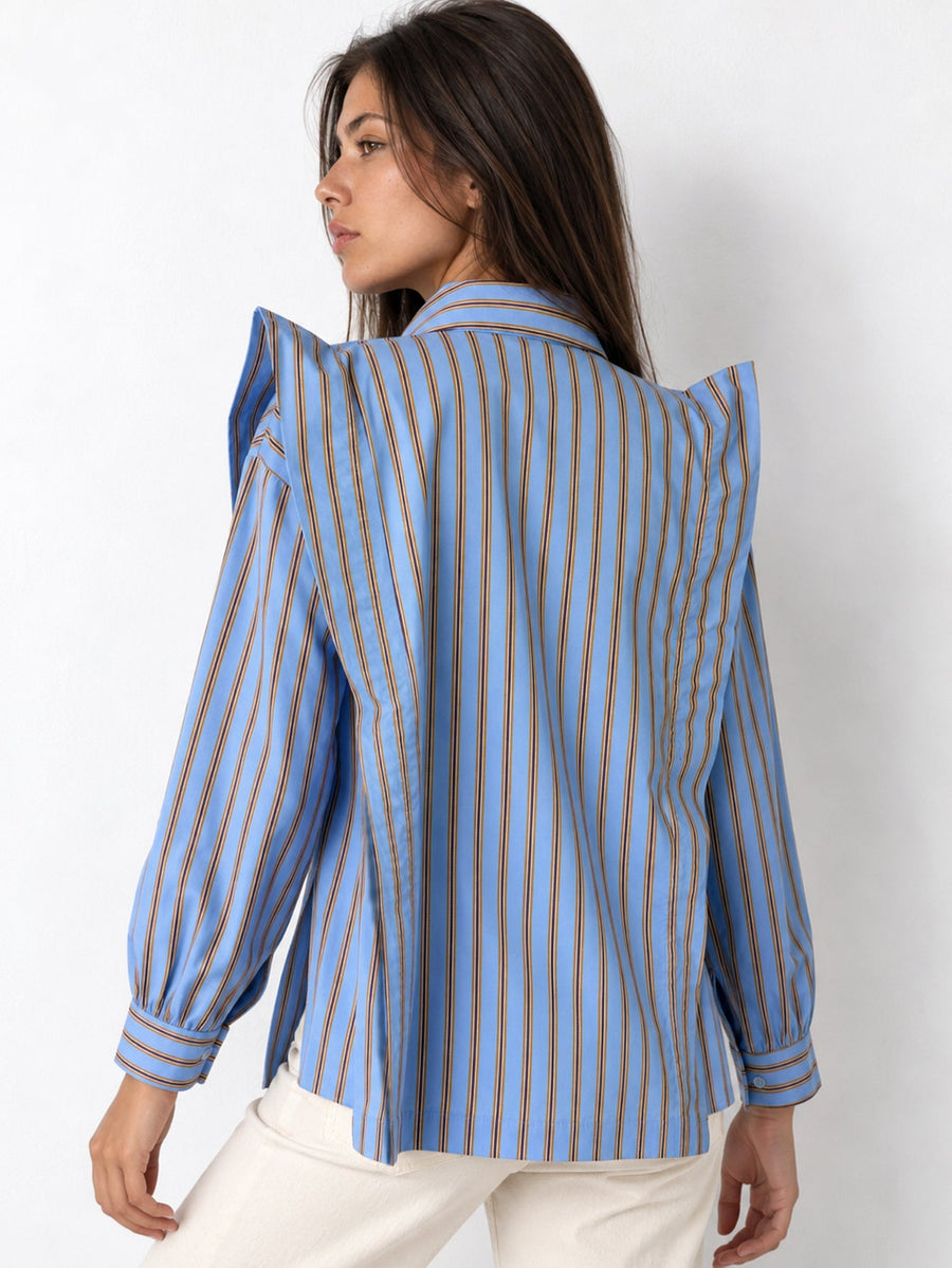Chemise rayée bleue vue de dos