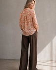 Chemise fluide imprimée terracotta corail