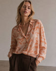 Chemise fluide imprimée terracotta corail