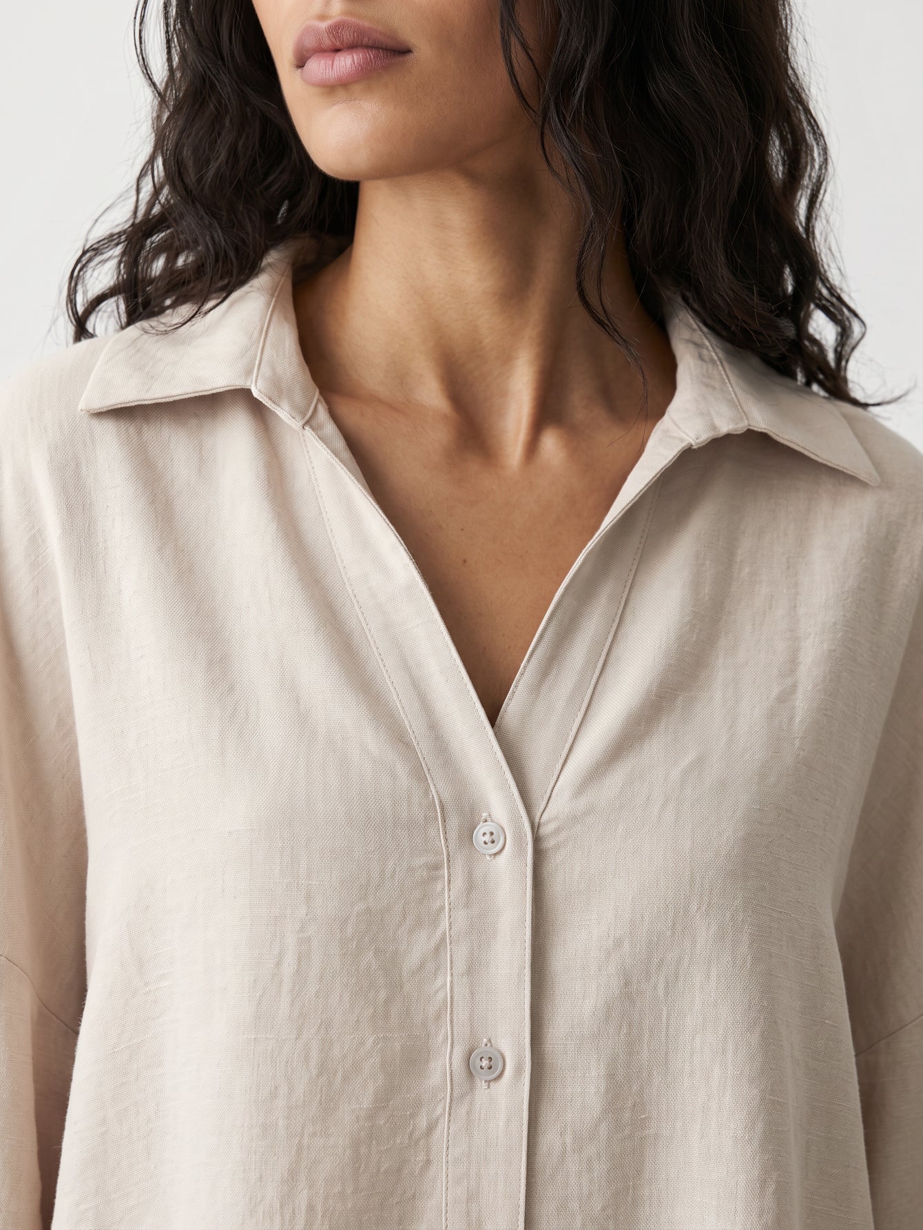 chemise fluide col classique beige