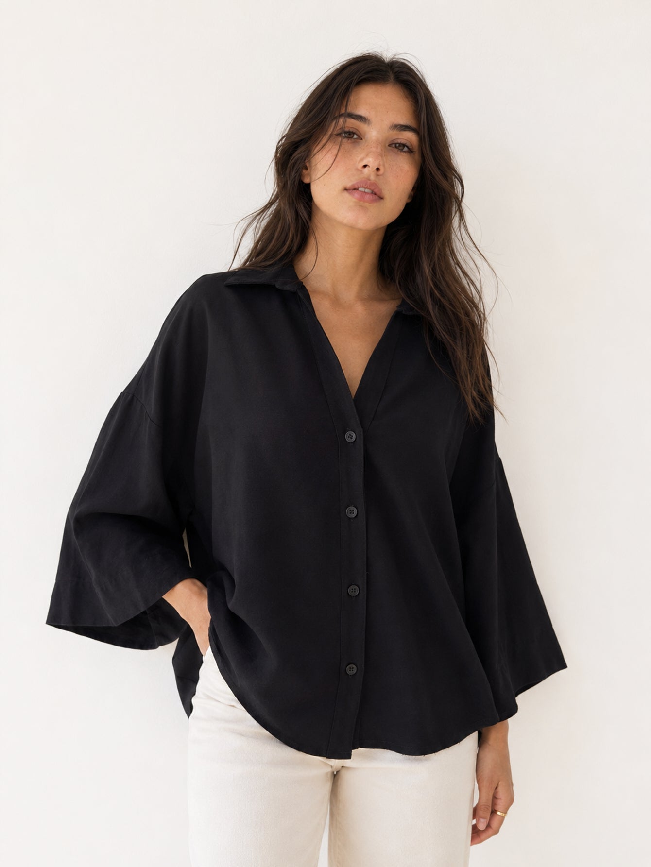 chemise fluide oversize noire