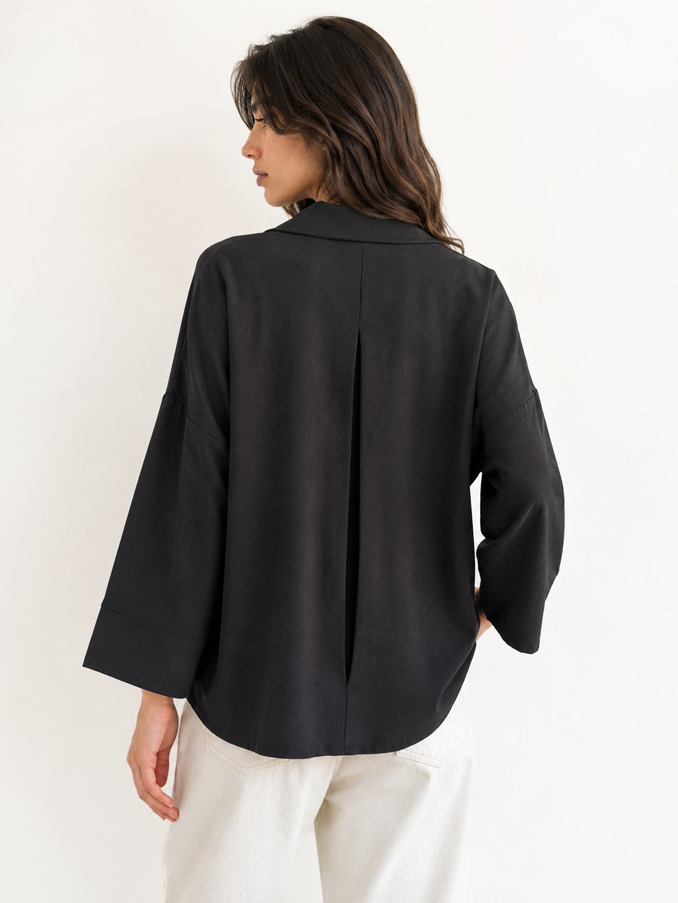 chemise oversize dos pli creux noir