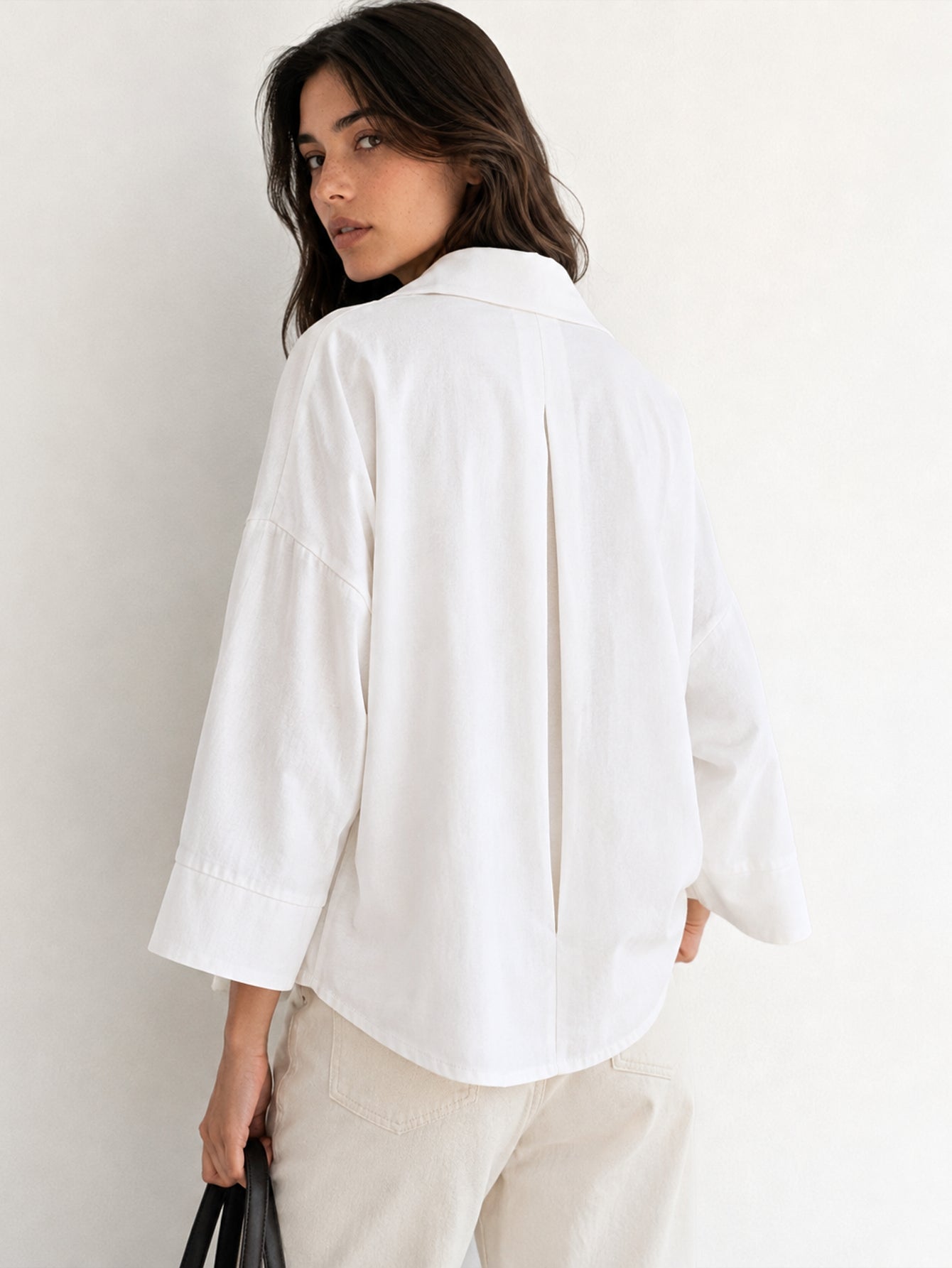 chemise oversize dos pli creux blanc