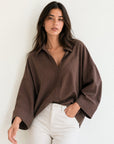 chemise fluide oversize chocolat