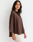 chemise fluide col classique chocolat