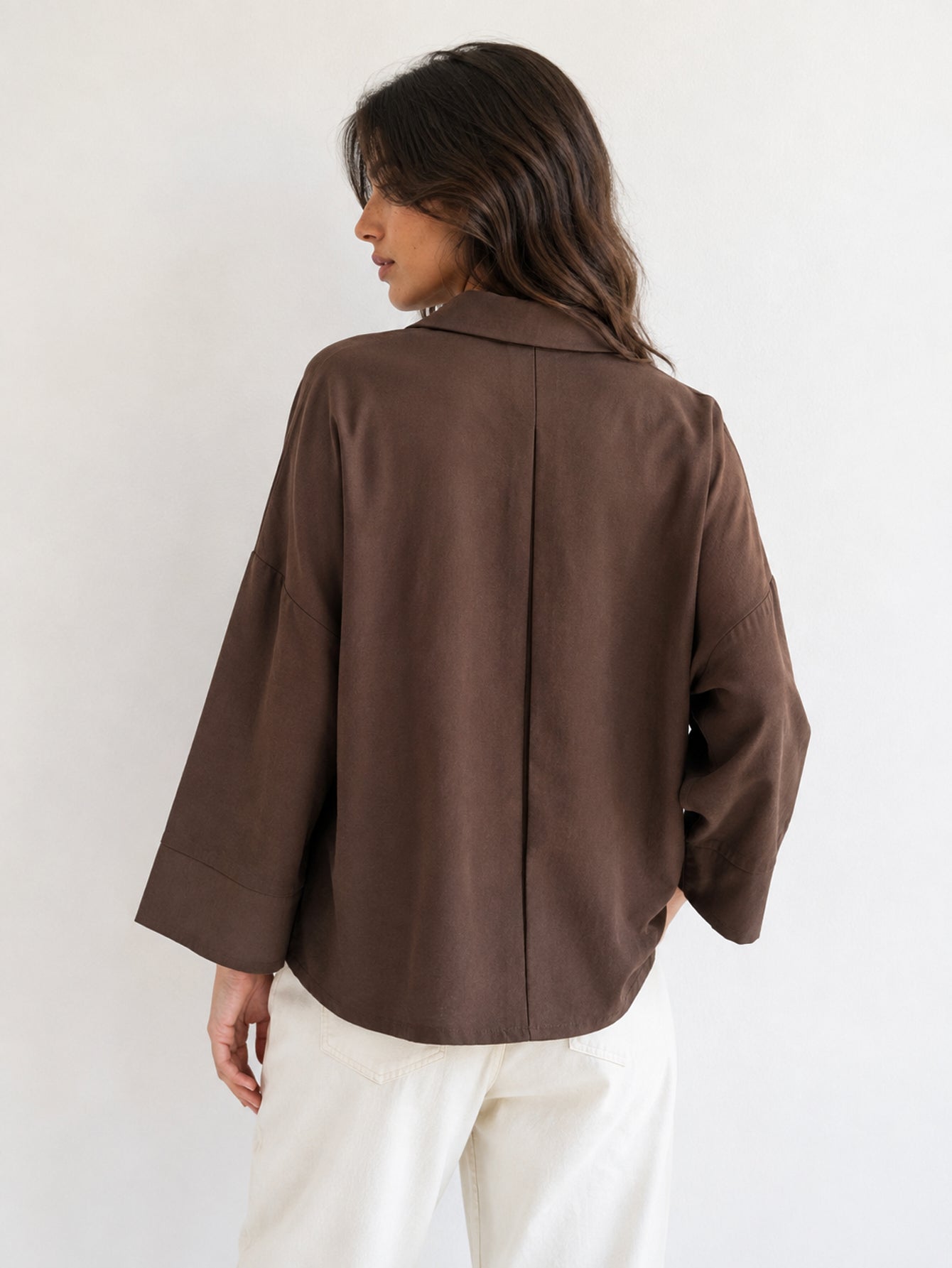 chemise oversize dos pli creux chocolat