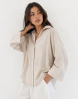 chemise fluide oversize beige