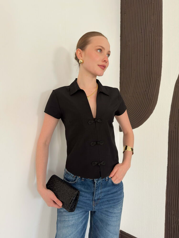 top13855 chemise noire slim fit decontracte elegant formel image 3