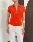 top13857 chemise orange elegante avec boutons buchettes image 4