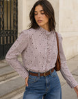 chemise rayée rose à cœurs