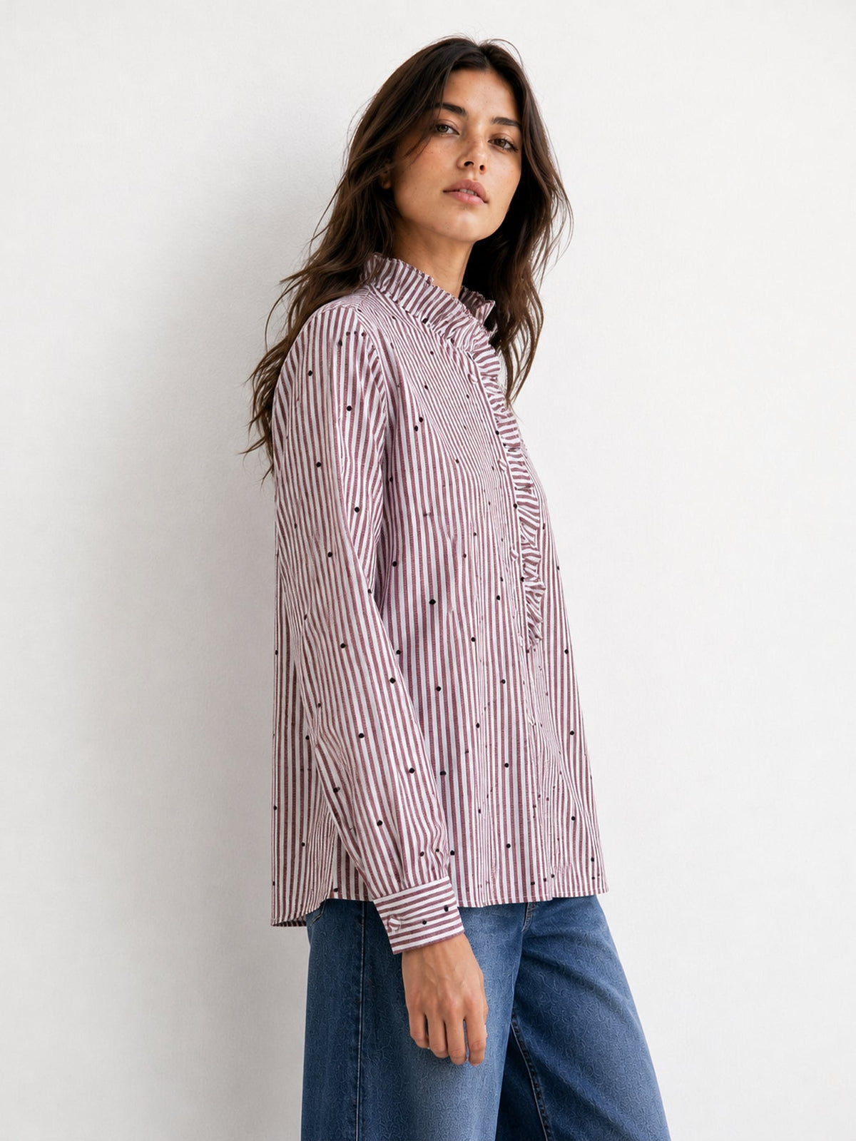 chemise rose profil manches longues