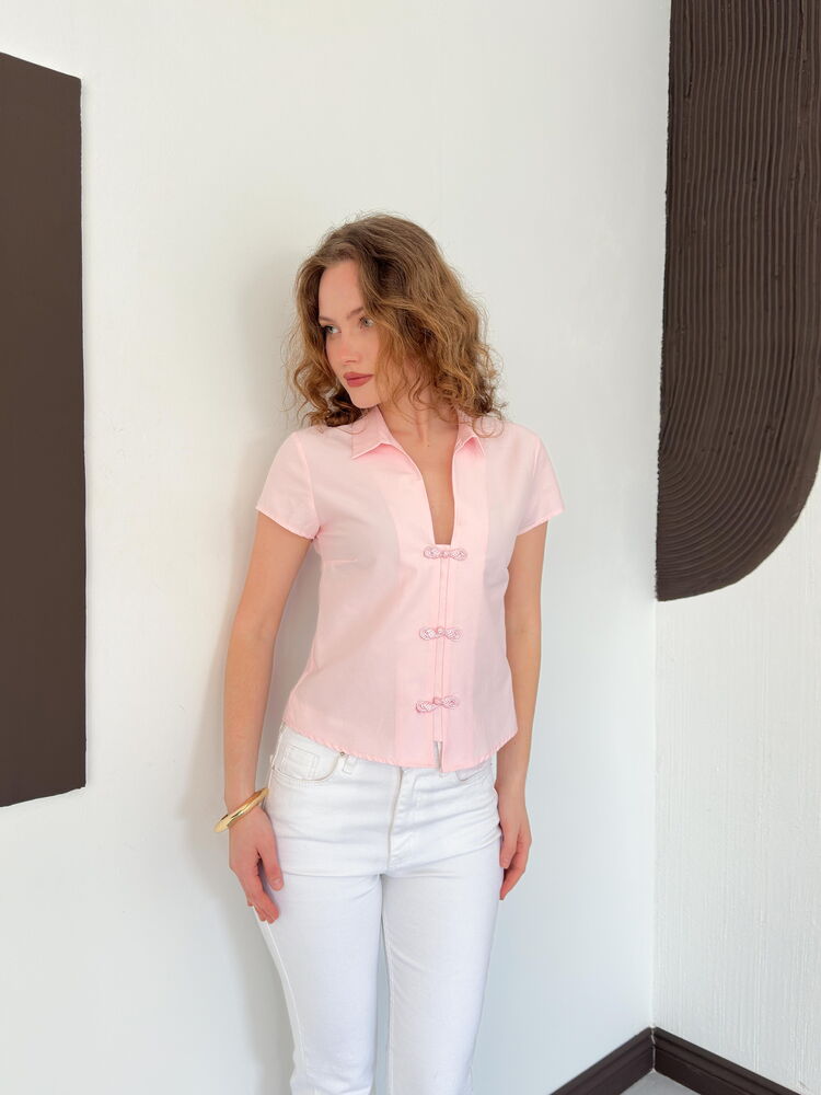 top13816 chemise rose ajustee decontractee elegante image 2