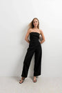 Black bustier jumpsuit with wide legs - L