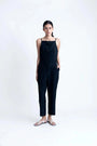 Elegant black jumpsuit with straps – Chic flowing pants - XS