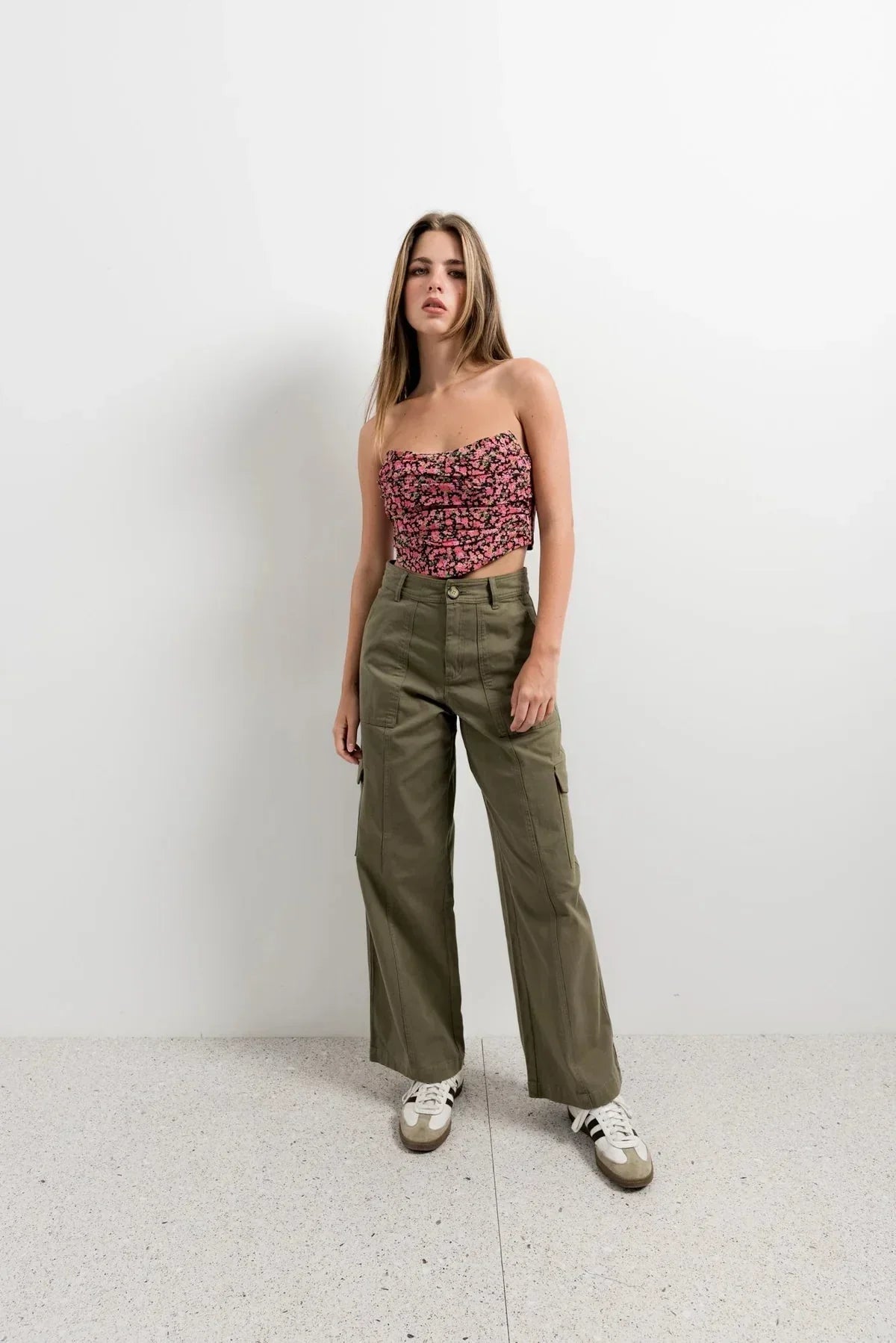 Corset bustier sans bretelles en imprimé floral fleuri pour femmes