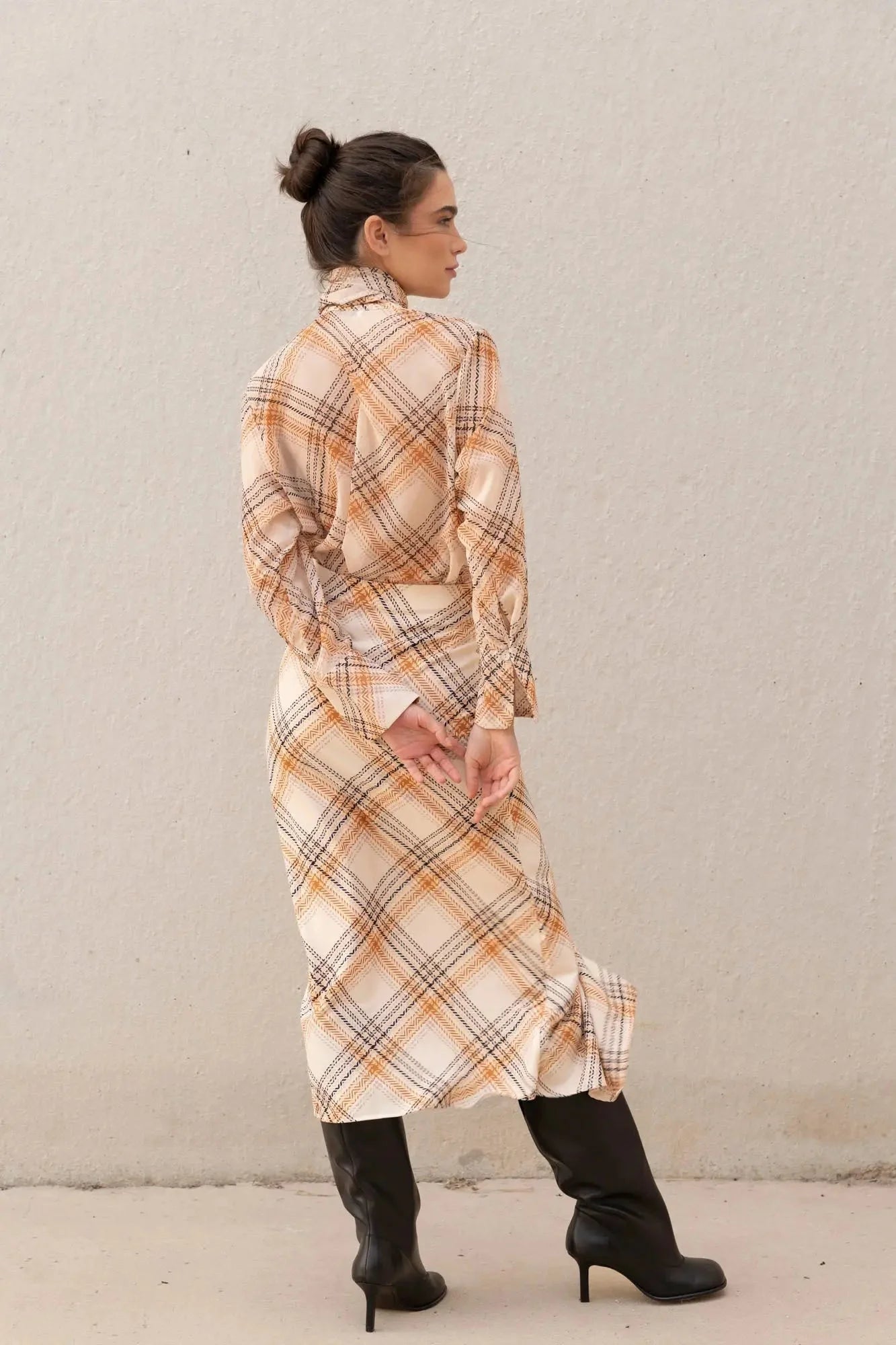 Blouse fluide à carreaux pour femme avec coupe ample et jupe midi assortie SAPIATO