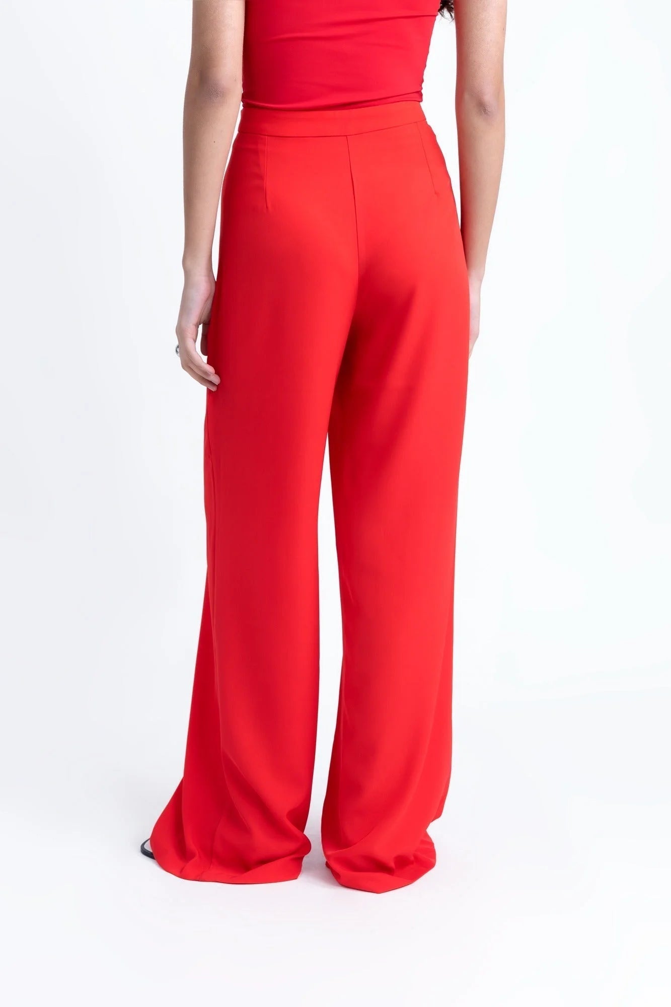 Pantalon palazzo rouge haute taille et large, style pantalon palazzo rouge