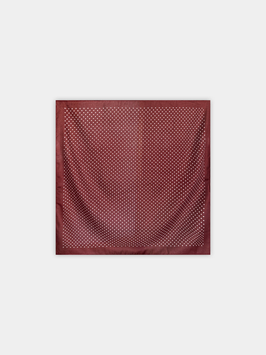 Foulard à pois bordeaux vue à plat
