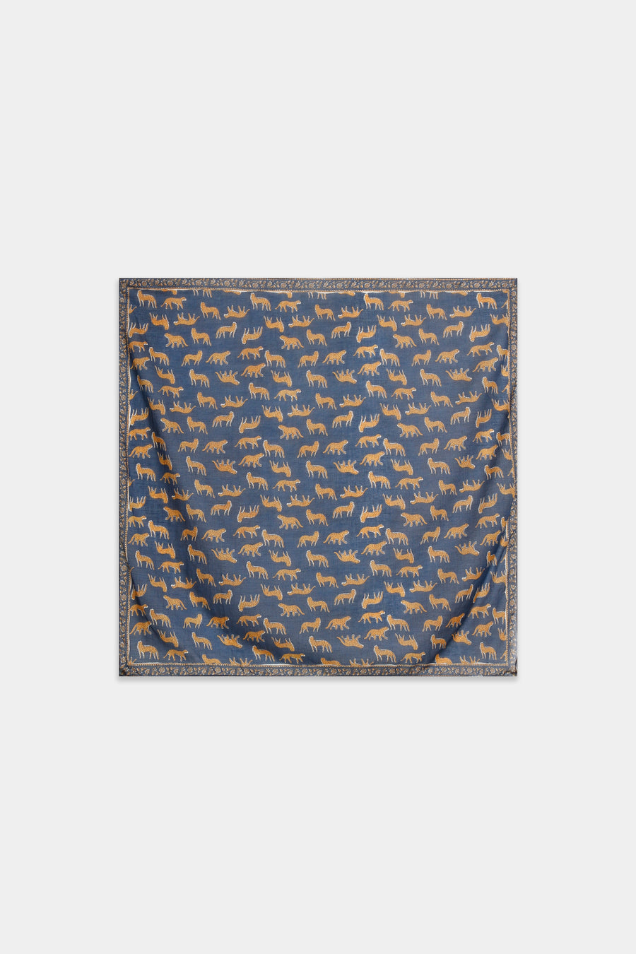 Foulard carré léopard bleu