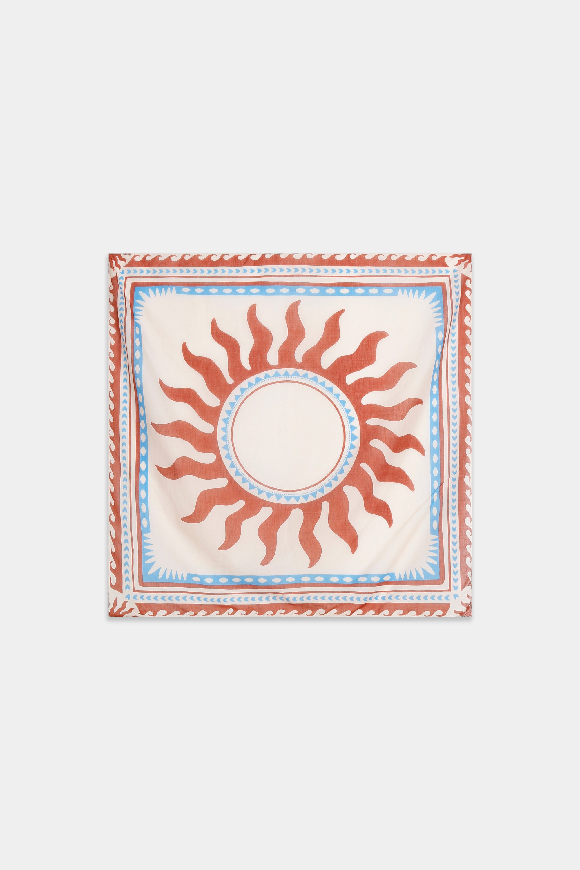 foulard carre en coton motif soleil terracotta image 1